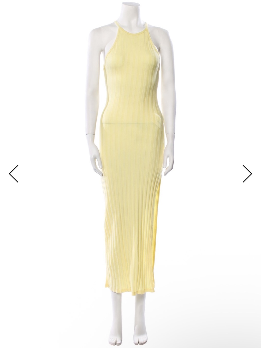 Jonathan Simkhai Pale Yellow Ribbed Halter Maxi Dress NWOT